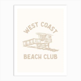 West Coast Beach Club - Illustrated - Beige Art Print