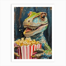 Dinosaur With Popcorn Brushstroke 1 Art Print