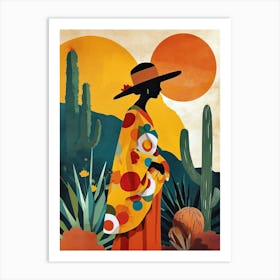 Mexican Woman, Boho Painting Art Print