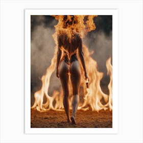 Woman On Fire Art Print