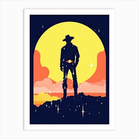 Cowboy Silhouette, minimalism art Art Print