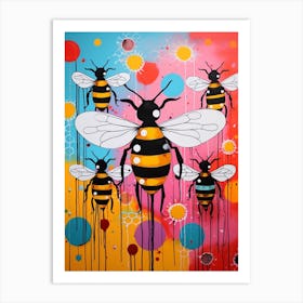 Bees Vivid Colour 7 Art Print