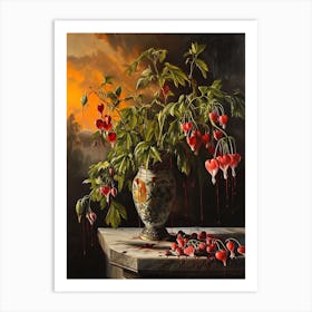 Baroque Floral Still Life Bleeding Hearts Dicentra 5 Art Print