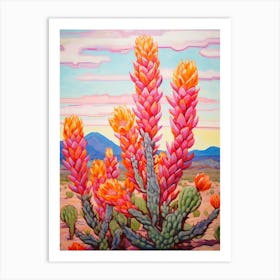 Cactus In The Desert Painting Cylindropuntia Kleiniae Art Print