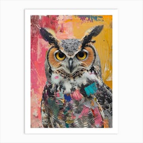 Kitsch Colourful Owl Collage 2 Art Print