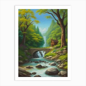 Waterfall In The Forest Art Print