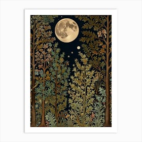 Moonlight In The Forest Style William Morris 1 Art Print