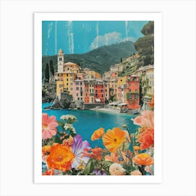 Portofino   Floral Retro Collage Style 2 Art Print