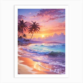 Sunset On The Beach Print  Art Print