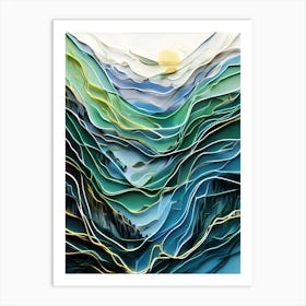 Acrylic Line Nature Art, Sunrise Art Print