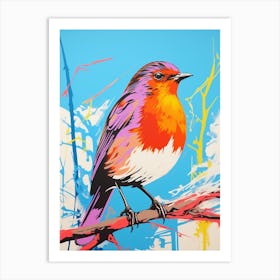 Andy Warhol Style Bird European Robin 2 Art Print