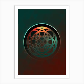 Geometric Neon Glyph on Jewel Tone Triangle Pattern 032 Art Print