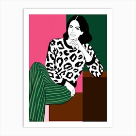 Woman In Leopard Sweater Affiche