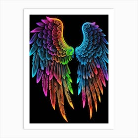 Neon Angel Wings 12 Art Print