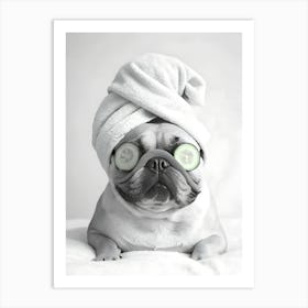 Pug Dog With Towel Art Print