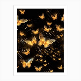 Golden Butterflies 4 Art Print