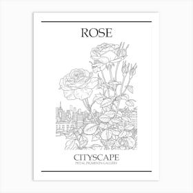 Rose Cityscape Line Drawing 1 Poster Art Print