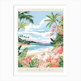 Poster Of Diamond Beach, Bali, Indonesia, Matisse And Rousseau Style 2 Art Print