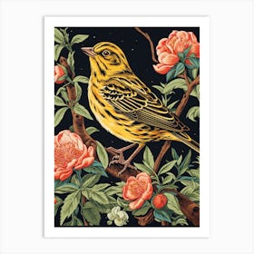 Vintage Bird Linocut Yellowhammer Art Print