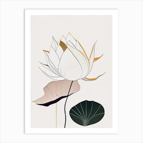 Early Lotus Abstract Line Drawing 2 Art Print