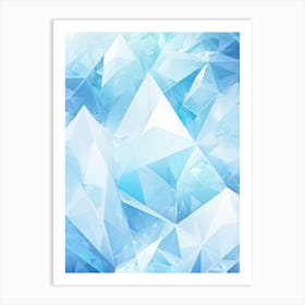 Abstract Geometric Composition Integrating Polygons Soft White And Blue Hues And Transparent Ice (3) Art Print