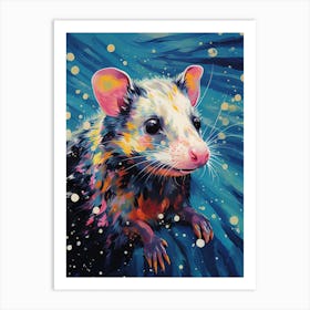 A Swimming Possum Vibrant Paint Splash 1 Art Print