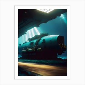 Submarine In The Sea-Reimagined Art Print