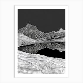 Beinn Ghlas Mountain Line Drawing 5 Art Print