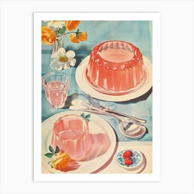 Pastel Pink Jelly Vintage Cookbook Inspired 2 Art Print