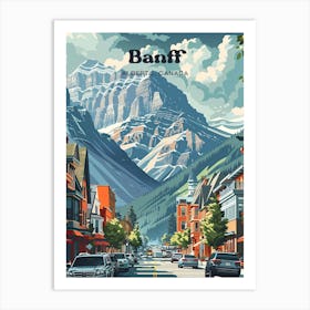 Banff Alberta Canada Rockies Digital Travel Illustration Art Print