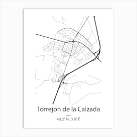 Torrejon De La Calzada,Spain Minimalist Map Art Print