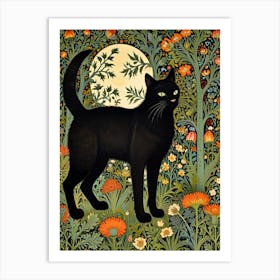 William Morris Black Cat In The Garden 1 Art Print