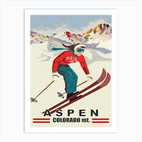 Aspen Ski Girl, Colorado Art Print