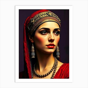 Egyptian Cleopatra Beauty -Portrait Painting Art Print