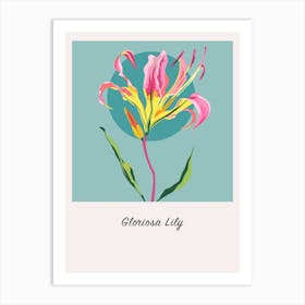 Gloriosa Lily 2 Square Flower Illustration Poster Art Print