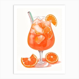 Aperol With Ice And Orange Watercolor Vertical Composition 52 Art Print