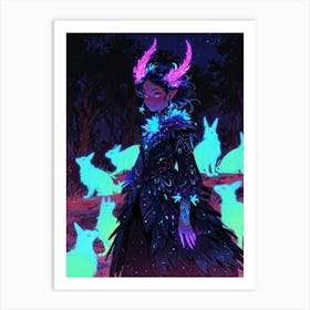 Girl With Horns Art Print