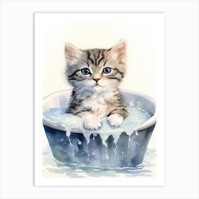 American Shorthair Cat In Bathtub Bathroom 4 Art Print