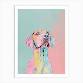 Pastel Hound Dog Pastel Line Illustration  2 Art Print