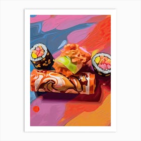 Sushi Rolls Oil Painting 1 Art Print