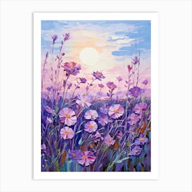 Cosmos Flowers At Sunset Art Print