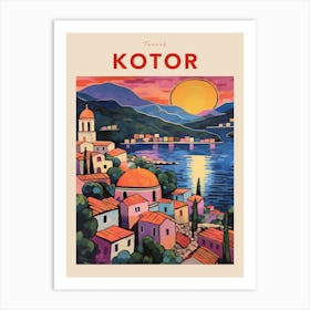 Kotor Montenegro 2 Fauvist Travel Poster Art Print