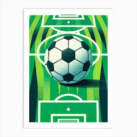 Soccer Ball On Green Field Art Print