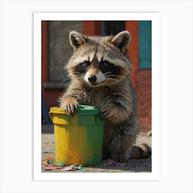 Raccoon In A Bucket 1 Art Print