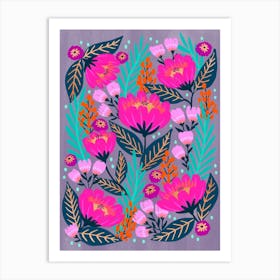 Hot Pink Blooms Art Print