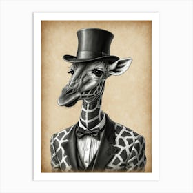 Giraffe In Top Hat Art Print