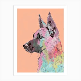 German Shepherd Dog Pastel Line Painting 2 Art Print