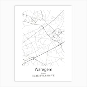 Waregem,Belgium Minimalist Map Art Print