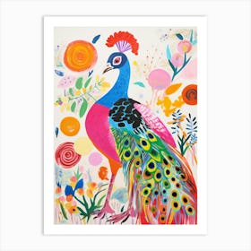 Colourful Bird Painting Peacock 2 Art Print