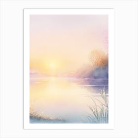 Sunrise Over Lake Waterscape Gouache 2 Art Print